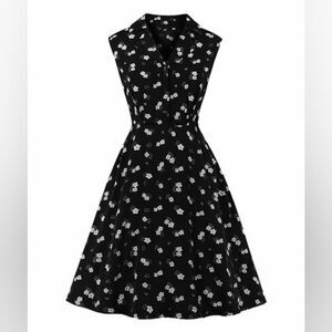 GYK Button-Front Sleeveless A-Line Midi Dress Sz Med